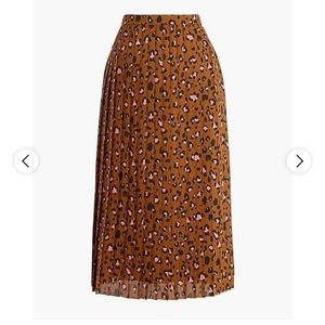 J. Crew Pleated Midi Pink & Brown Leopard Print Skirt